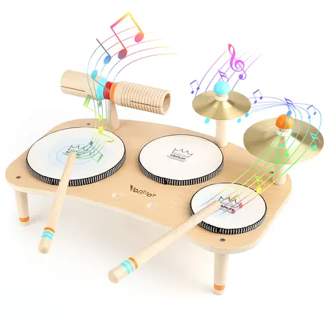 Joyreal Kids Drum Toys Set for Kids , 3 in 1 Musical Instruments Toys, Wooden Montessori Toys, 1st Christmas Birthday Gifts Ideas for Toddlers
