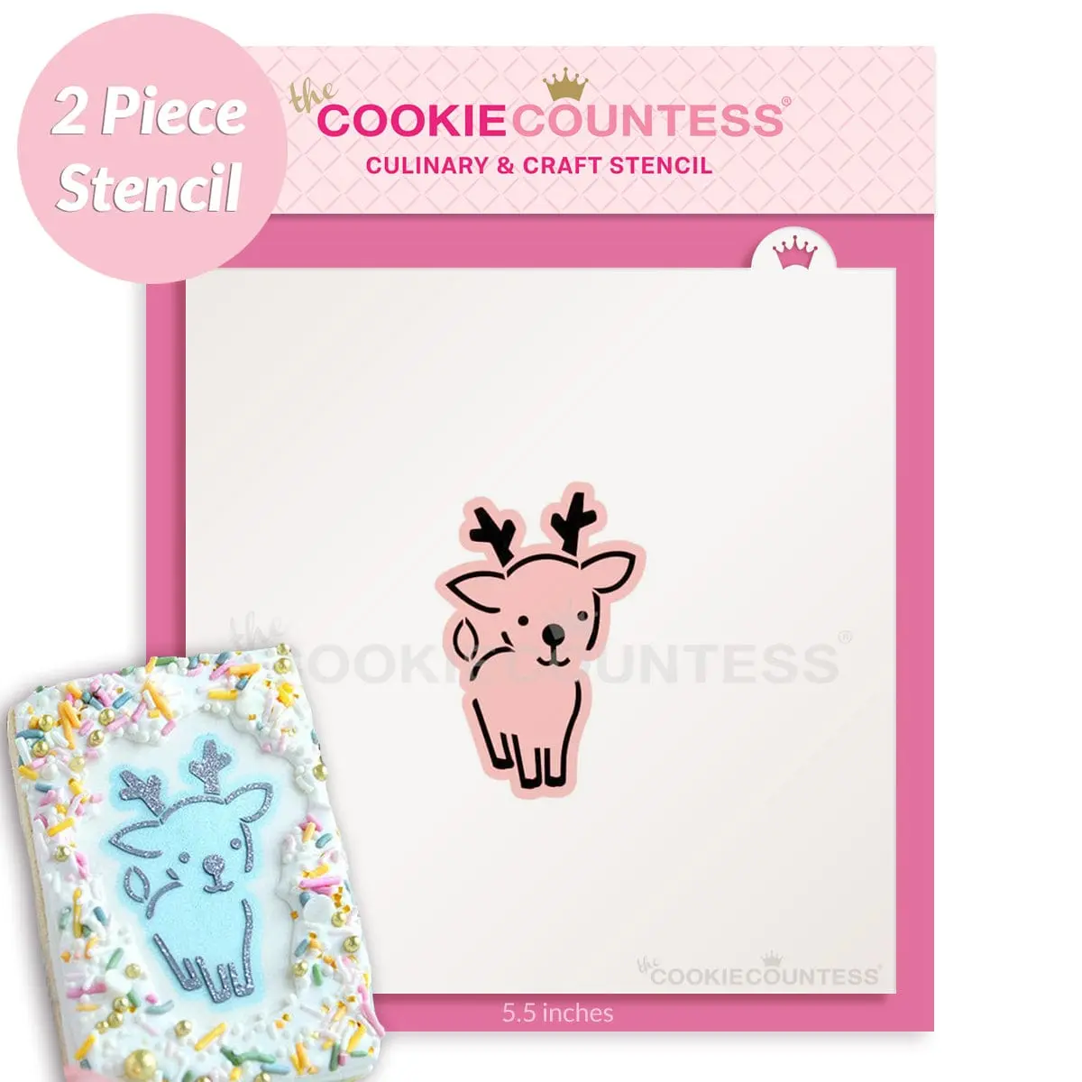 2 Piece Cute Reindeer Stencil
