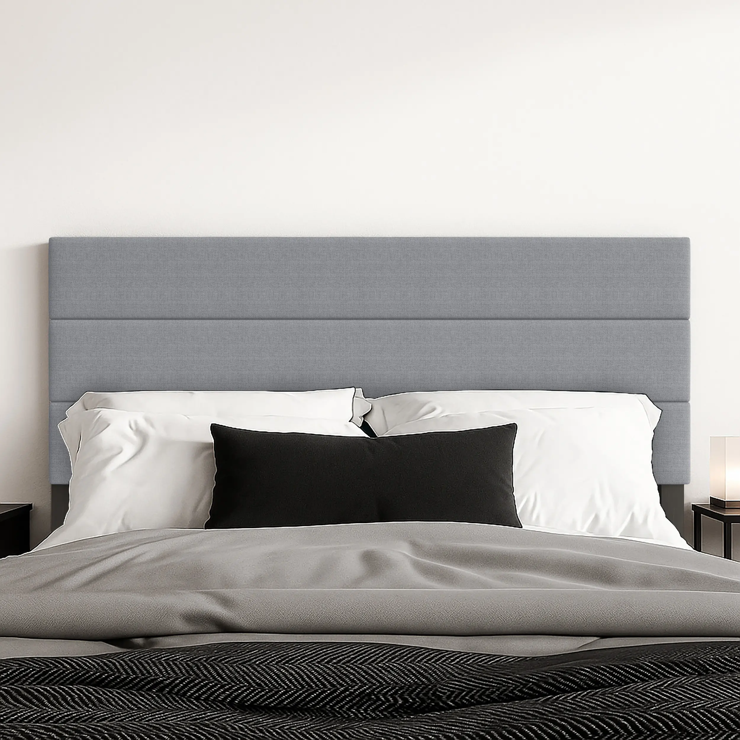 Favorer Etta Channel Tufted Upholstered Fabric Headboard - Classic Simple, Elevated Home Headboard, No Fire Safety Label, Available in Twin, Full, Queen, King Sizes, Classic Simple Headboards