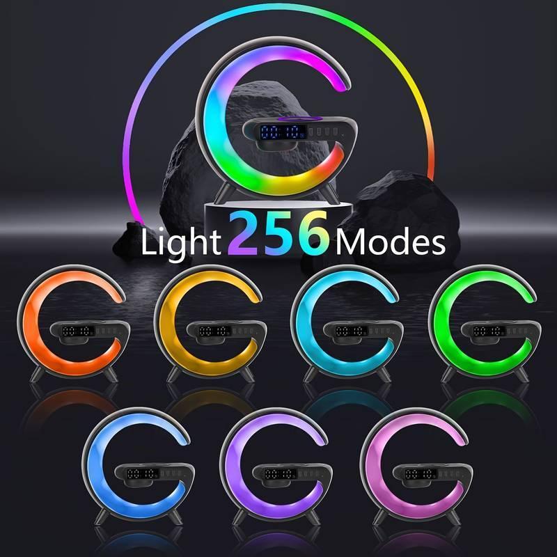 Wireless Speaker with Charger, RGB Light Strip Wireless Speaker with Alarm Clock, Creative Desktop Speaker for Bedroom, Dormitory, Holiday Gift Valentine's Day gift