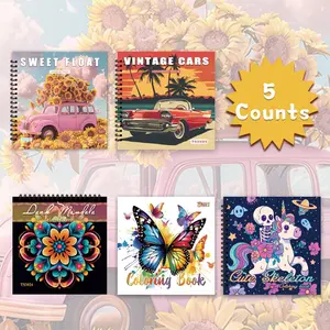 Vintage Car Pattern Coloring Book, 5 Counts/set 30 Pages Colorful Graffiti Book, DIY Painting Supplies for Adults & Teens
