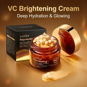 Suitable for all skin types! Deeply moisturizing Vitamin C capsule cream (50g), a soothing and repairing facial moisturizer with niacinamide and hyaluronic acid formula for long-lasting hydration.
