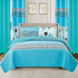 8-Piece Red Floral Bedspread & Bedskirt Set with Matching Valance Curtains – Luxury Rose Print Complete Bedding Set (Queen/King/Cal King)