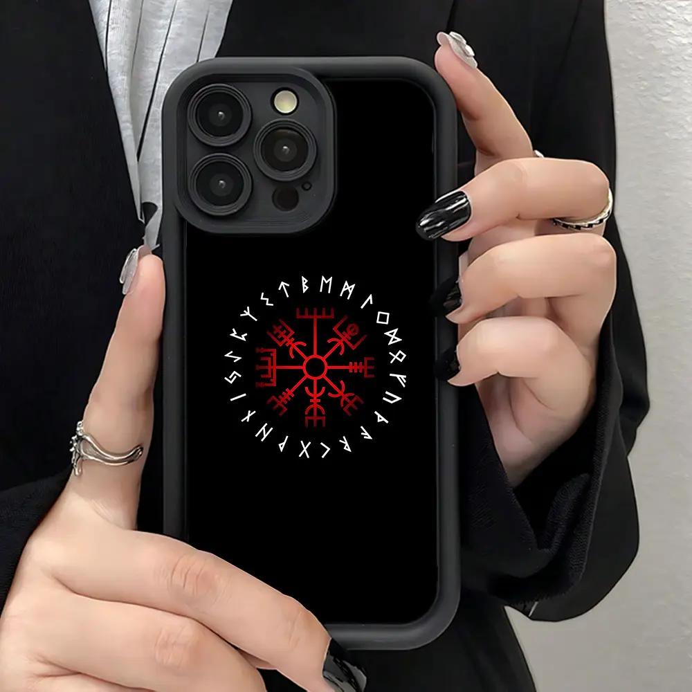 Phone case: Viking Rune Pattern Fashionable and Popular Shock - Proof Anti - Fingerprint Full Coverage Thick Protective Phone Soft Case Compatible with iPhone 17 E Air Pro ProMax iPhone16 15 14 Plus 13 12 Mini 11 X XS XR