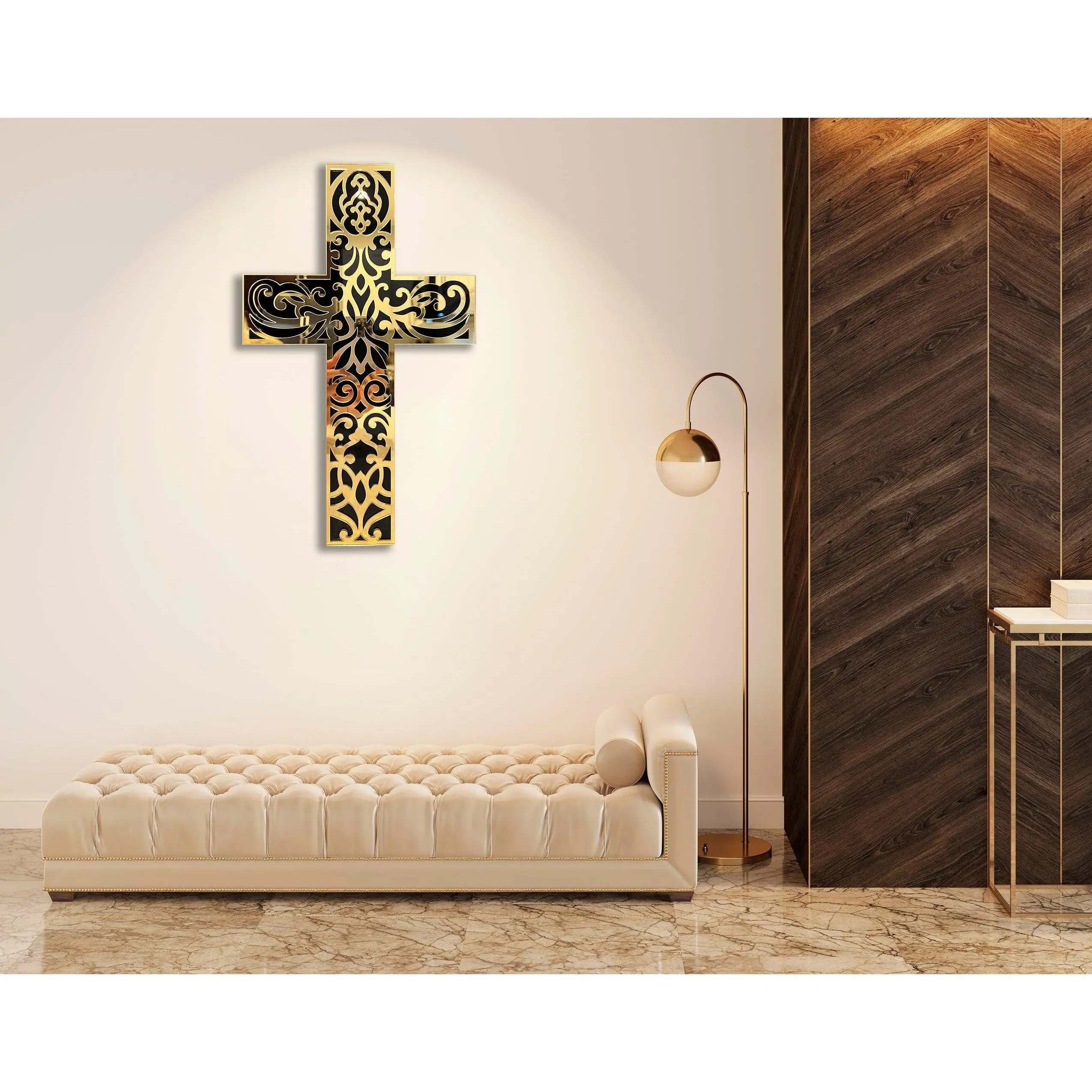 Decorative Gold Cross Wall Hanging Mirrored Acrylic Art