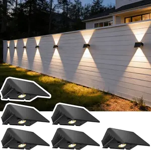Solar Fence Lights Outdoor, 6 Pack Warm White Up and Down Solar Wall Lights, IP67 Waterproof LED Dusk to Dawn Solar Powered Fence Lights for Patio, Backyard, Deck, Garden, Yard, Outdoor Wall Decor
