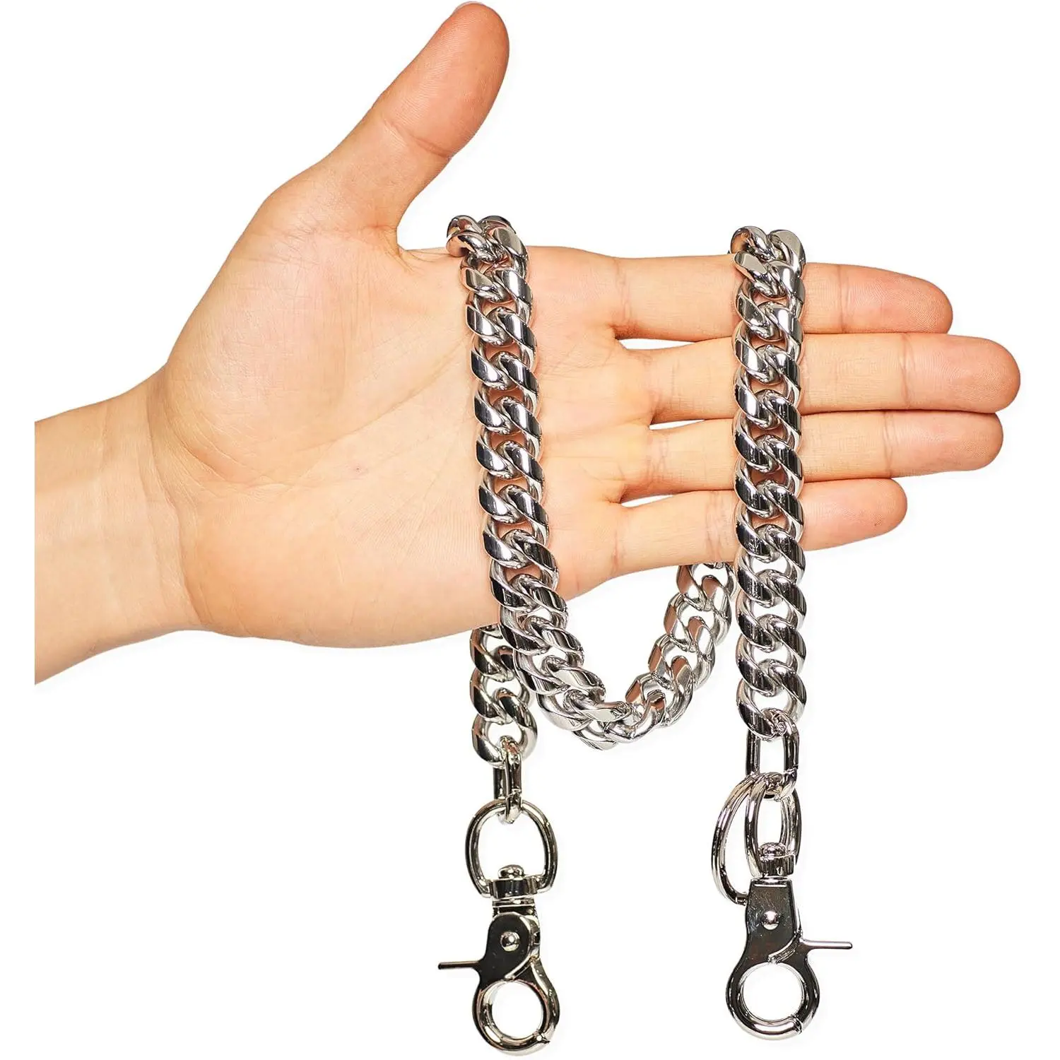 Thick Stainless Steel Wallet Chain for Men, Modern Biker Accessory for Jeans with Heavy-Duty Clip and Synthetic Key Ring Organizer, Durable, Daily, Solid Chain, Male Wear
