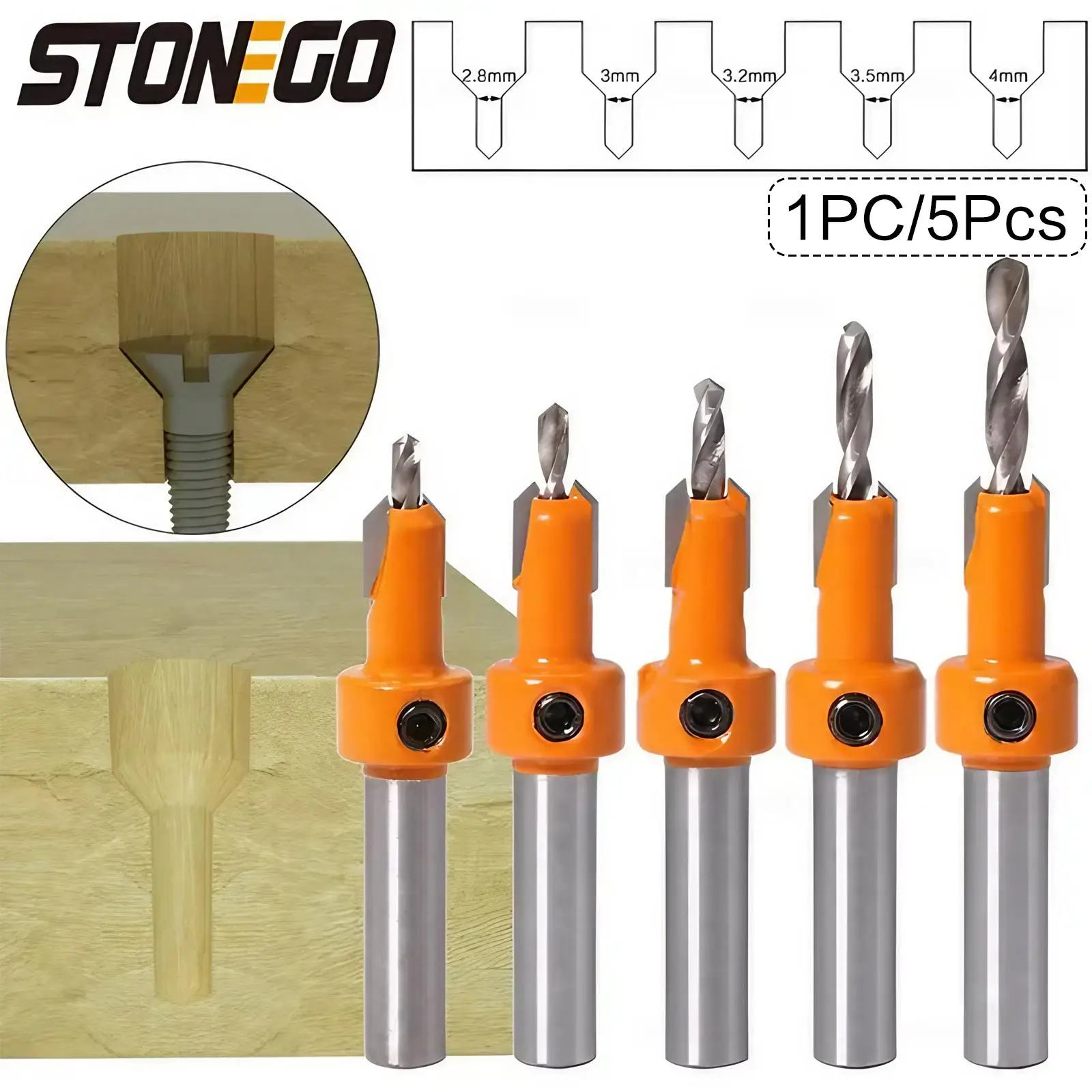 Countersink Drill Bit Set, Woodworking Tool, Counterbore Drilling Tool, Countersunk Woodworking Tool, Hardware, Cutting, Tools for Mechanics