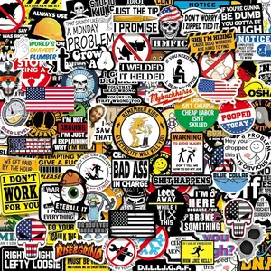 150PCS 200PCS Hard Hat Sticker Set - Toolbox & Helmet Decals, Humorous Blue-Collar Stickers, Durable Vinyl Waterproof Decals for Mechanics, Electricians, Union Workers, Oilfield, Military, and Construction Workers
