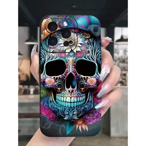 Skeleton Painted Plain Edge Perforated Minimalist Black Shock-Proof Thick Phone Protective Case, Suitable For IPhone17/IPhone17 Air/IPhone17 Pro/IPhone17 Pro Max/16 Pro Max/15 Pro Max/14 Pro Max/13 Pro Max/12 Pro Max/11 Pro Max