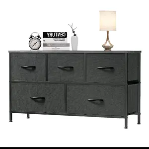 EDX 5 Drawer Dresser with Wide Chest of Drawers Non-Woven Fabric Steel Frame & Wood Top Compact Design for Living Room Bedroom Hallway