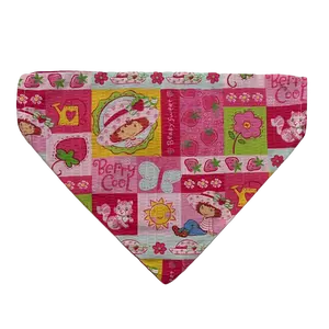 Reversible Strawberry Shortcake Print Bandanas for Dogs and Cats Elastic Neck Band or Collar Pull Soft Cotton Material All Seasons Berry Cool Design
