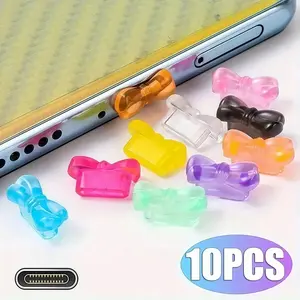 10/20 Pieces - Simple Solid Color Bow Dust Plug - Suitable for Type-C Port Dust Plugs - Compact, Dustproof, Waterproof, Impact-resistant, and Practical Phone Decoration