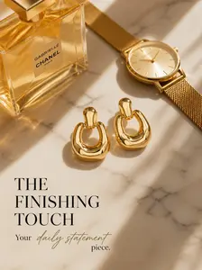 Polished Gold Plated U-Shape Drop Earrings, Minimalist Luxury Statement Earrings for Everyday Wear