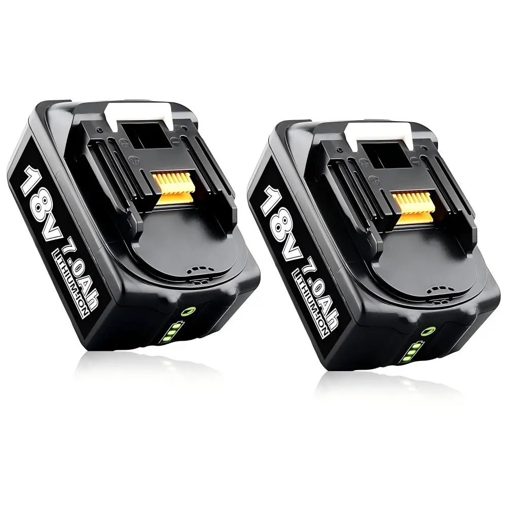 2-Pack 18V 7.0Ah Lithium-Ion Replacement Batteries for Makita BL1860B Cordless Power Tools, High-Capacity Rechargeable Battery Pack with 14.4V 4.6Ah Compatibility, Advanced Safety Protection Cells, Durable & Easy Installation