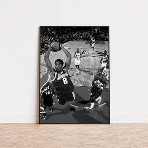 Kobe Bryant Poster, Black and White Wall Art, Product without frame