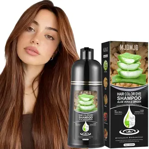 Aloe & Ginger 3-in-1 Hair Dye Shampoo – Unisex, Gentle Coloring + Nourishing & Repairing, Gray Hair Coverage, Natural Shine, Achieve Salon-Quality Results at Home Easily