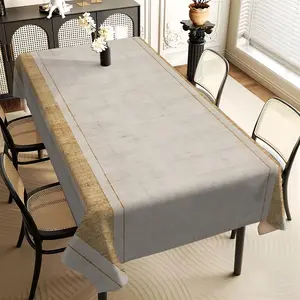 1Pc retro beige, striped rectangular dining table cloth, family kitchen living room dining table cloth, party tablecloth, kitchen accessories, room & outdoor decoration tablecloth, friends house warming fashion tablecloth
