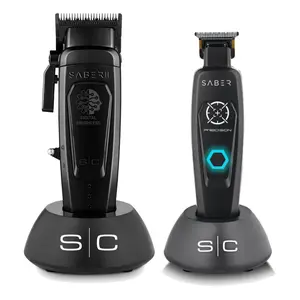 StyleCraft Saber 2.0 Cordless High Torque Clipper + Saber Precision Trimmer - Black (Combo) Comfort Adjustable