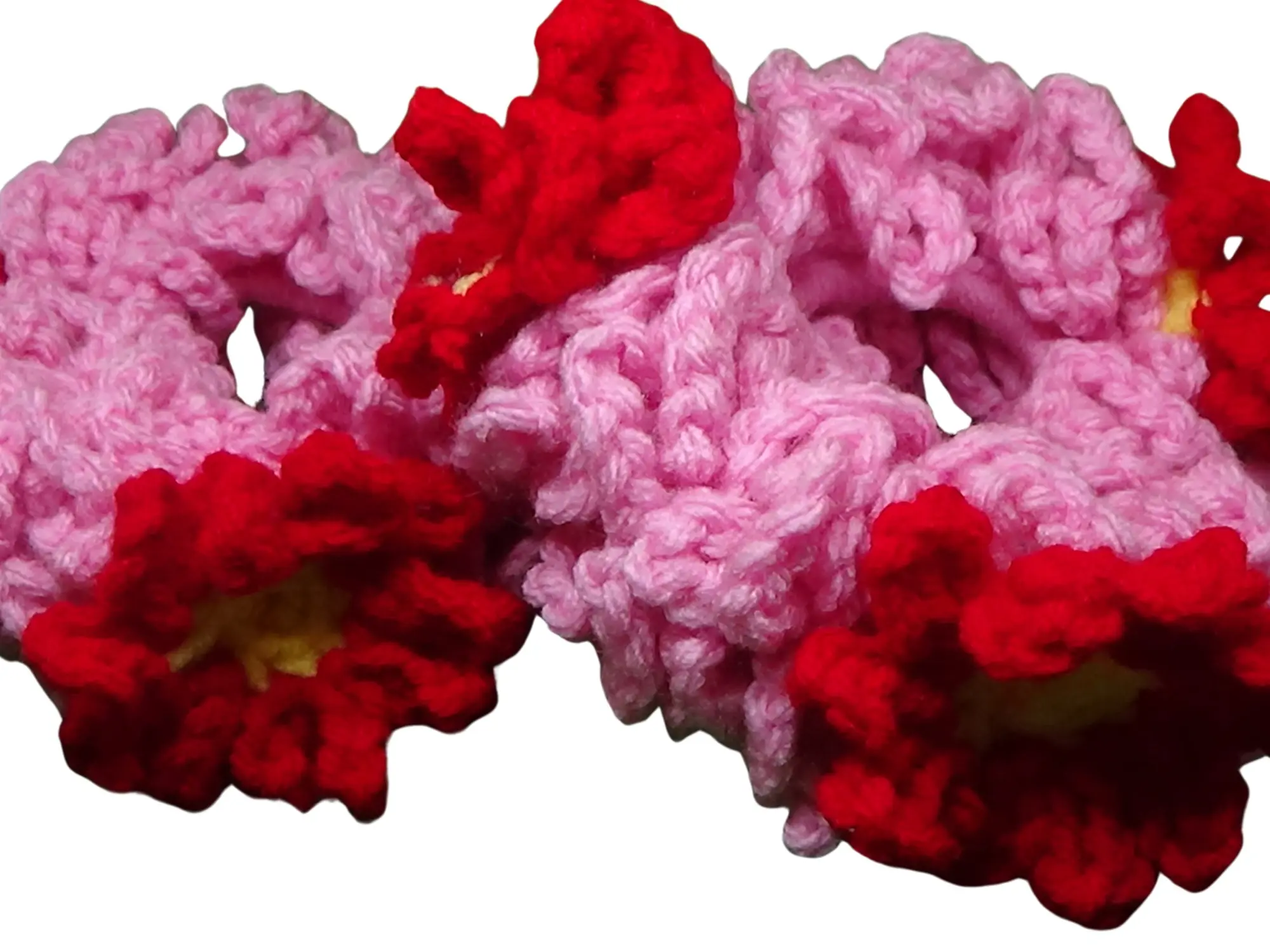 Nylo & Co. Floral Scrunchies in Pink/Red - Set of 2 with Delicate Floral Pattern for Everyday Use or Special Occasions