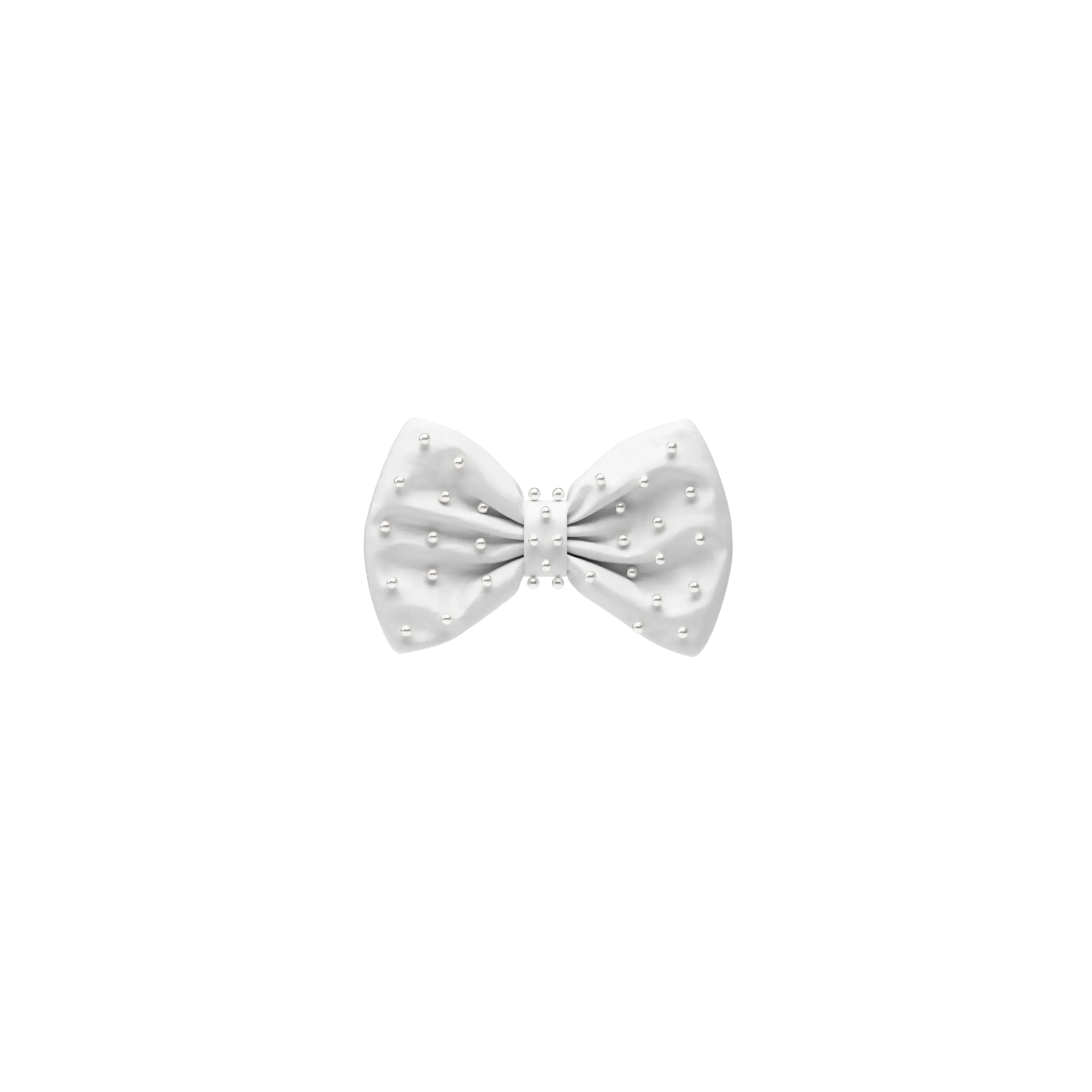 Mini Bow White Satin Pearl Toe Clip