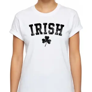 Retro Shamrock St. Patrick's Day T-Shirt, Vintage Distressed Irish Pride Graphic Tee, Lucky Shamrock & Drinking Team Short Sleeve Apparel, Aesthetic Saint Paddy’s Day & Ireland Heritage Gift Fashion Top, Viral Trendy Retro Clover Statement Streetwear Crew