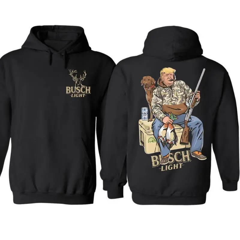 Hunter Trump With Busch Light Beer 2 Siders Hoodies, Trump and Your Hunt Dog, Hunting Season, Hoodie for Men, for Women