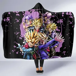 Dragon Ball Z Characters 3D Hooded Blanket, 3D Dragon Ball Throw Blanket, Fleece Inside Hooded Blanket, Mother's Day Gifts