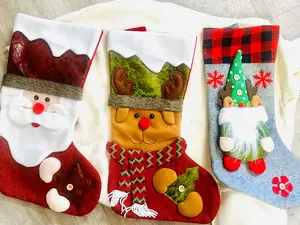 6PCS HUGE CHRISTMAS STOCKINGS! 18-INCH! FESTIVE CHARACTERS! CATCH THE FREE SHIPPING CHANCE! Decor Set Room Ornaments Decoration