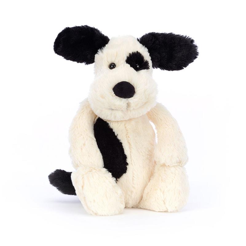 Jellycat Bashful Black & Cream Puppy Plush – Authentic, Super Soft | Perfect Gift Idea