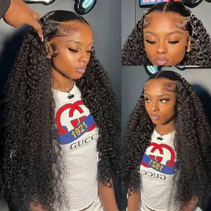 Bling Hair Kinky Curly 13x6 Lace Front Wigs 12~36Inch Jerry Curly Wigs Transparent HD Lace Human Hair Kinky Curly 4x4 Lace Closure Wigs For Women Brazilian Hiar 180Density