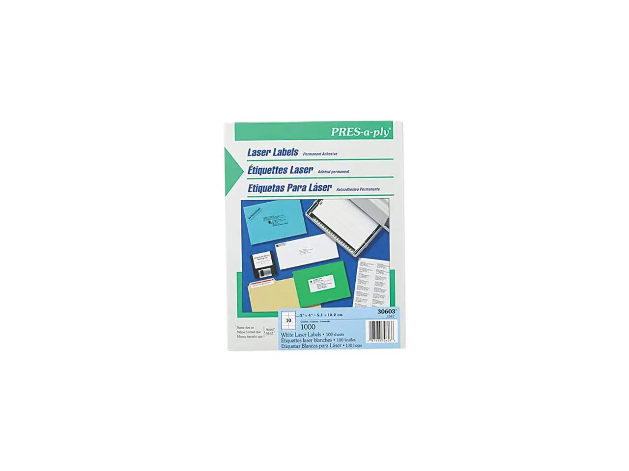 Avery 30603 Pres-A-Ply Laser Address Labels, 2 x 4, White, 1000/Box