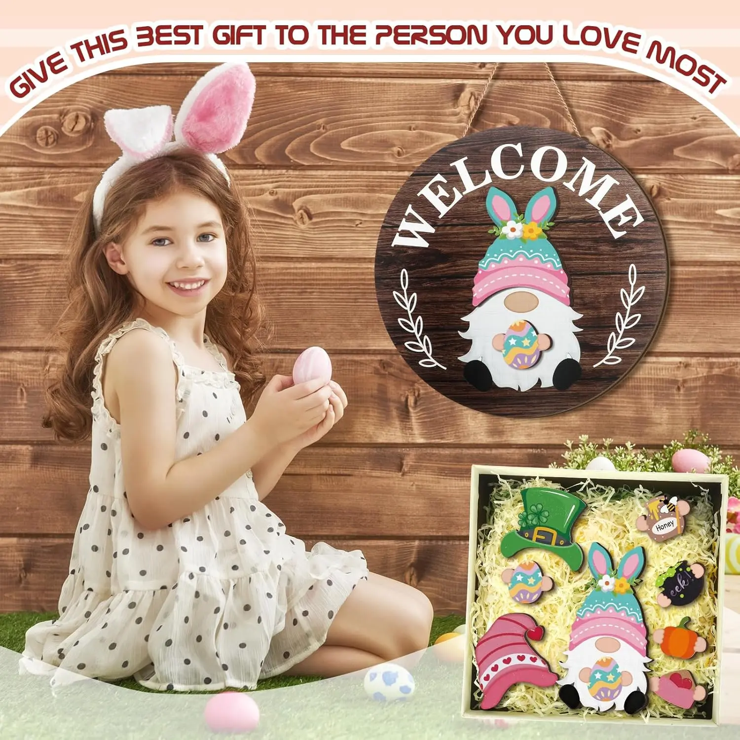 Interchangeable Wooden Gnome Decor Holiday Seasonal Gnome Decorations with Magnet Pieces and Detachable Hats Changeable Welcome Sign Home(Attractive Style) Interchangeable Wooden Gnome Decor Holiday Seasonal Gnome Decorations with Magnet Pieces and Detachable Hats Changeable Welcome Sign Home(Attractive Style)