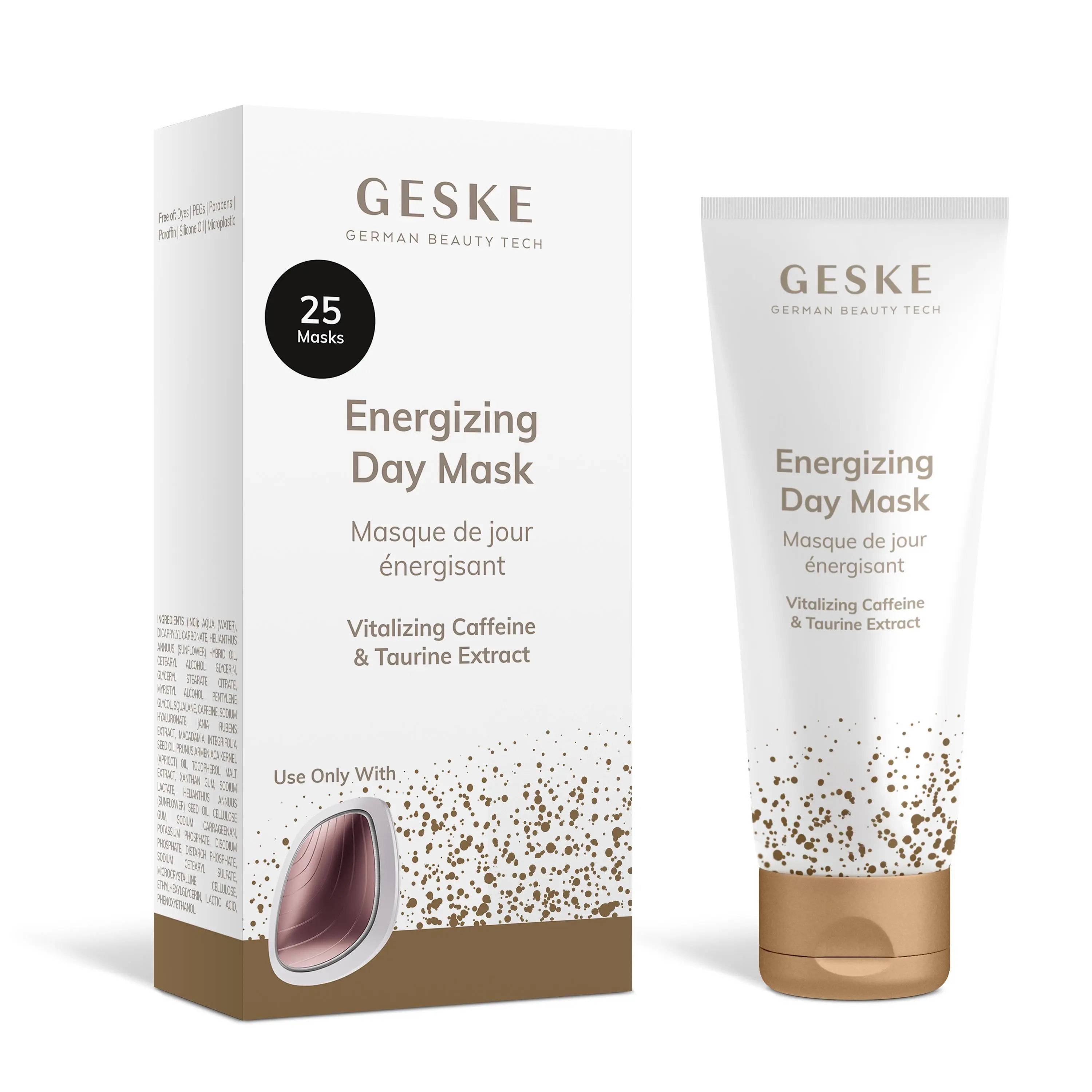 GESKE Energizing Day Mask | Use with our Sonic Warm & Cool Mask | Face Mask with Vitalizing Caffeine & Taurine Extract | Revitalizing Formula | For Normal to Dry Skin | Vegan & Cruelty-free