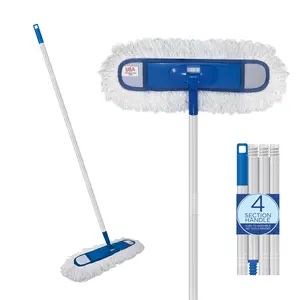 Flexible Dust Mop for Home Cleaning, 4-Piece Aluminium Handle, Lightweight Design, Rayon Fibers Refillable Mop Head