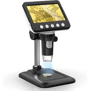 Microscope, 4.3" LCD USB Digital Microscope 1000X  Magnifier with 8 Adjustable LED Lights, 1080P PC View Compatible with Windows/MacBook for Adults