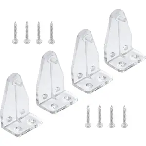 4pcs Clear Plastic Hold Down Brackets for 1" Mini Blinds Bottom Rail Hold Clips with Installation Screws