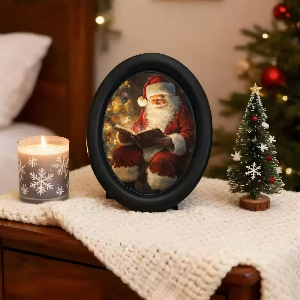 Vintage Santa Reading Wall Decor, Festive Home Decoration, Holiday Decor, Gothic Victorian Style 3D Mural, Handmade Photo Transfer Print, Perfect for Halloween Christmas Thanksgiving, Wall Hanging Ornament, Christmas Decorations