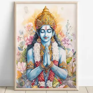 Vishnu Art, Hindu God Wall Art, VISHNU, Indian God, lord Narayana,Digital Print of Vishnu Unframed Canvas Poster 24X36 inch Decor Room Colorful Gifts Ornaments Decoration