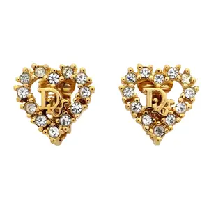 Pre-owned Christian Dior Rhinestone Clip-On Earrings Gold and Rhinestone by Rebag