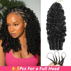 BLING HAIR Burmese Curly Crochet Hair Human Hair Extensions Miracle Knots Pre-Separated 50g/Pcs– Knotless Boho Braids, 4-5 Packs for Full Head, Multiple Curly & Wave Textures Protective Hairstyles For Black Women Vacation Hair #Summervibes