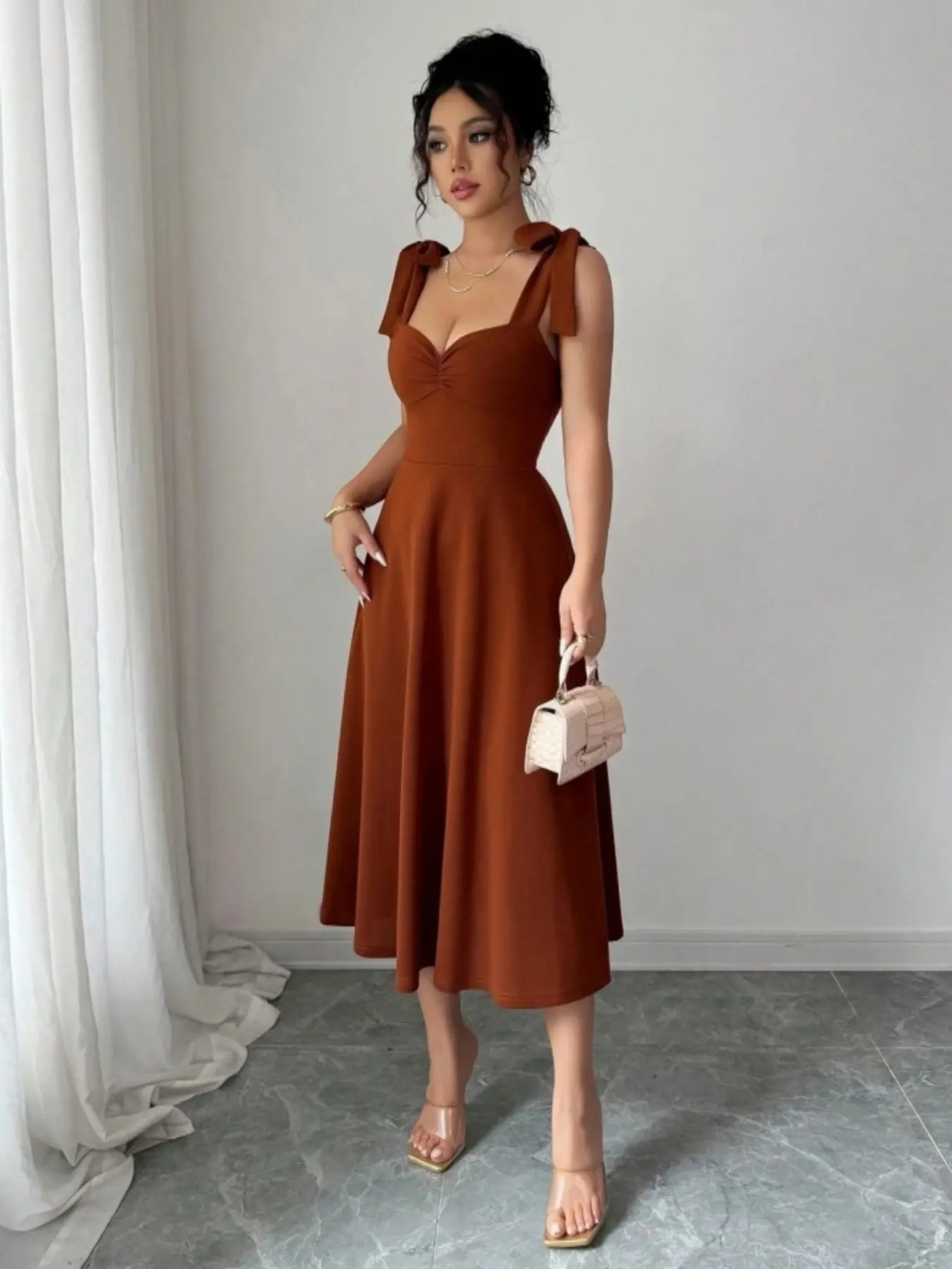 Elegant Aesthetic Solid Color Strap Sleeveless Dress for All Seasons, Summer, New Arrival Long Skirt Women's Clothing, Stylish Backless Gown for Any Occasion, Womenswear