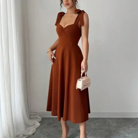 Elegant Aesthetic Solid Color Strap Sleeveless Casual Dress, Chic Dress for All Seasons, Summer, New Arrival Long Skirt Women's Clothing, Stylish Backless Gown for Any Occasion, Elegance, Womenswear