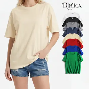 Digitex Women's Trendy Short Sleeve Crew Neck Loose Fit T-Shirt 100% Cotton Breathable Lightweight Tee for Summer Gym Casual Wear Everyday Comfort Basic Top Womenswear - Dress, Fabric