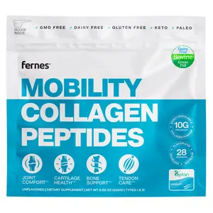 FERNES Mobility Collagen Peptides Joint Support, Bone Health, Cartilage & Tendon Care for Women & Men - Pure Grass Fed Bovine Type I,III Unflavored Keto Paleo Gluten Free Non GMO Protein Powder Supplement Colagen Healthcare Dietary Fitness Edible