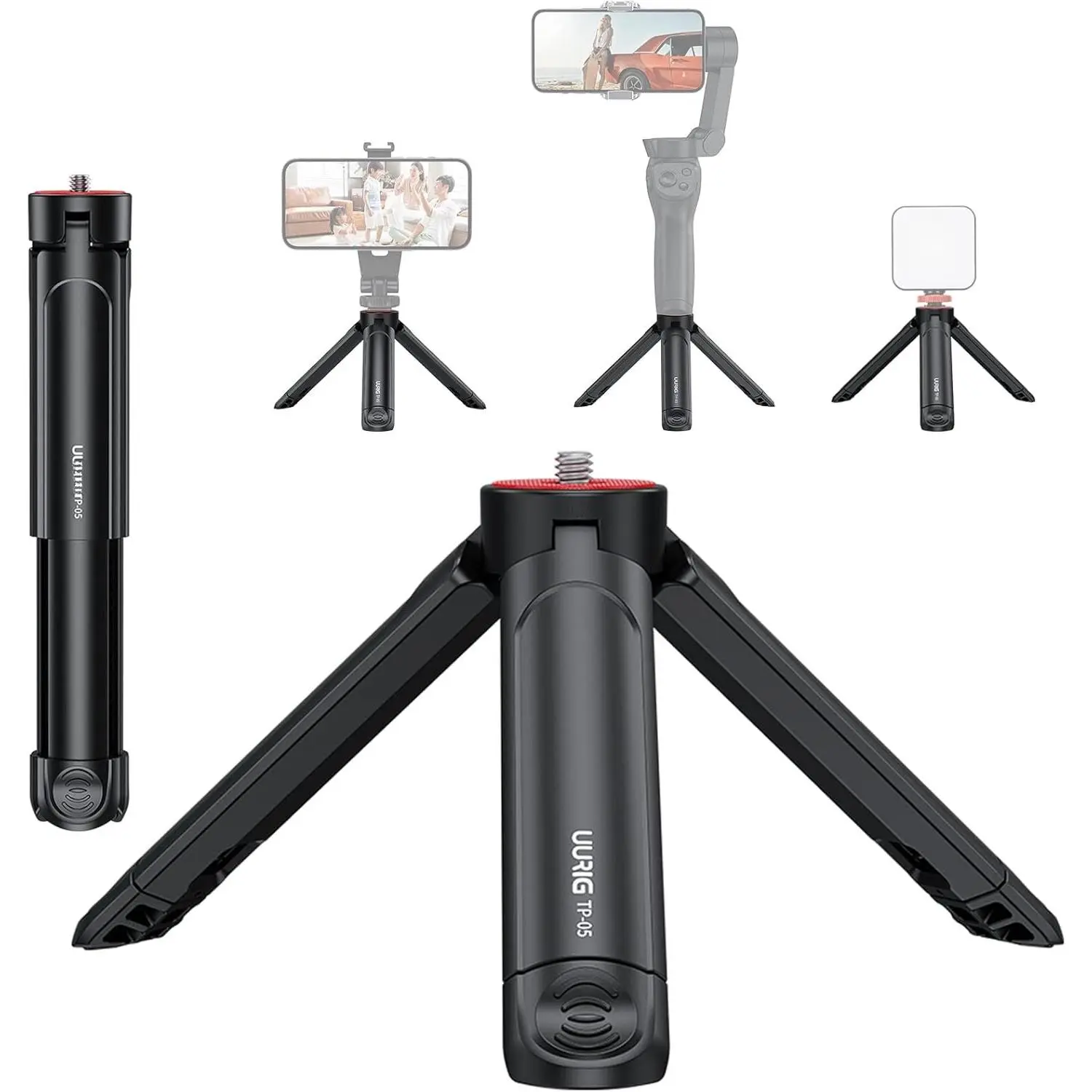 UURIG TP05 Extendable  Tripod, Portable Selfie Stick Handle Grip Desktop Webcam Tripod with 1/4" Screw for DSLR Camera Webcam Phone Holder Selfie Stick Vlog Tripod