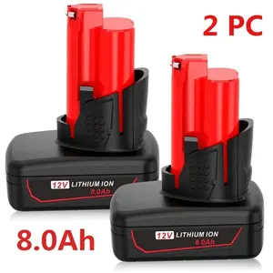2Pack 8.0Ah 12V Batteries Replacement for Mliwaukee M12 Cordless Power Tools Battery