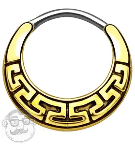 16G Gold Aztec Brass Septum Clicker 16G Gold Aztec Brass Septum Clicker