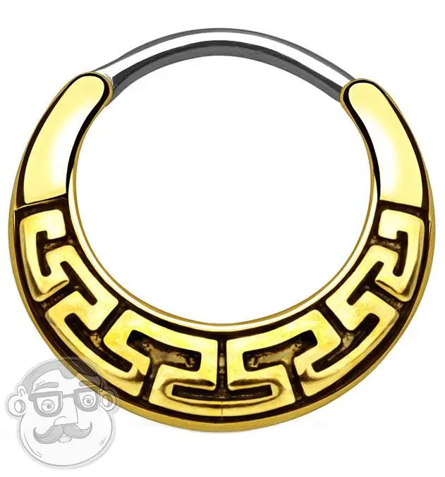 16G Gold Aztec Brass Septum Clicker 16G Gold Aztec Brass Septum Clicker