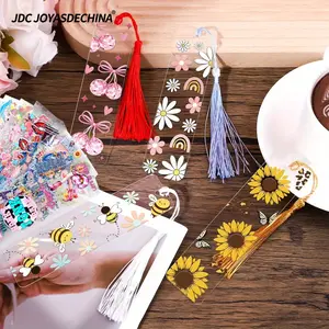 30pcs/60pcs Acrylic Bookmarks Sets Mix styles Double-Sided Printing UV DTF Stickers Blank Transparent Bookmark Tassel Set, UV DTF Package Wipeable Transfer Stickers